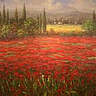Field Canvas Paintings - Poppy Field Splendor